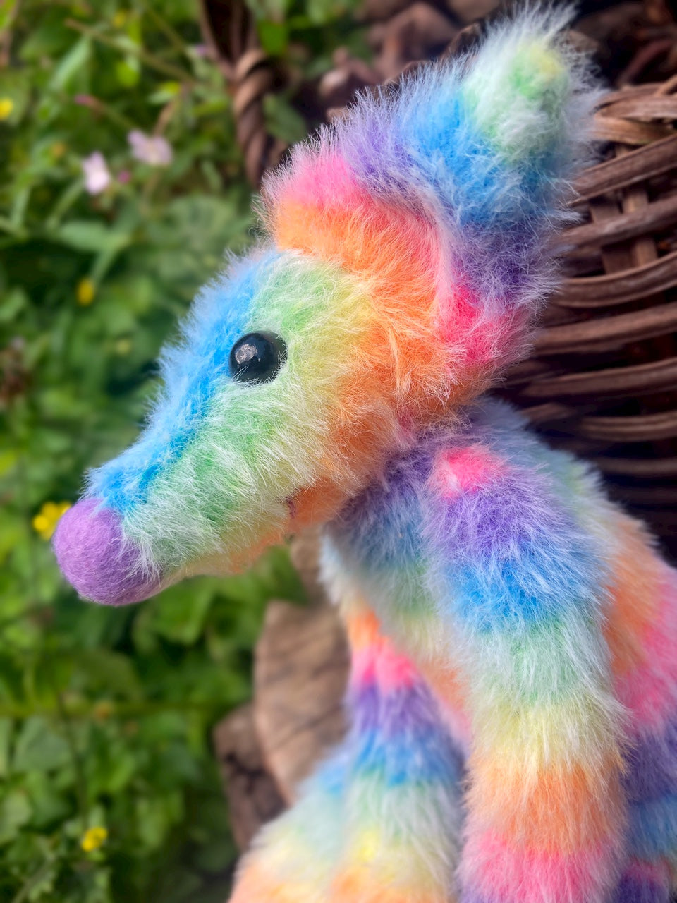 RAINBOW SHERBET FLUFFY FOX (F) - Handmade Weighted Plush Fox Doll