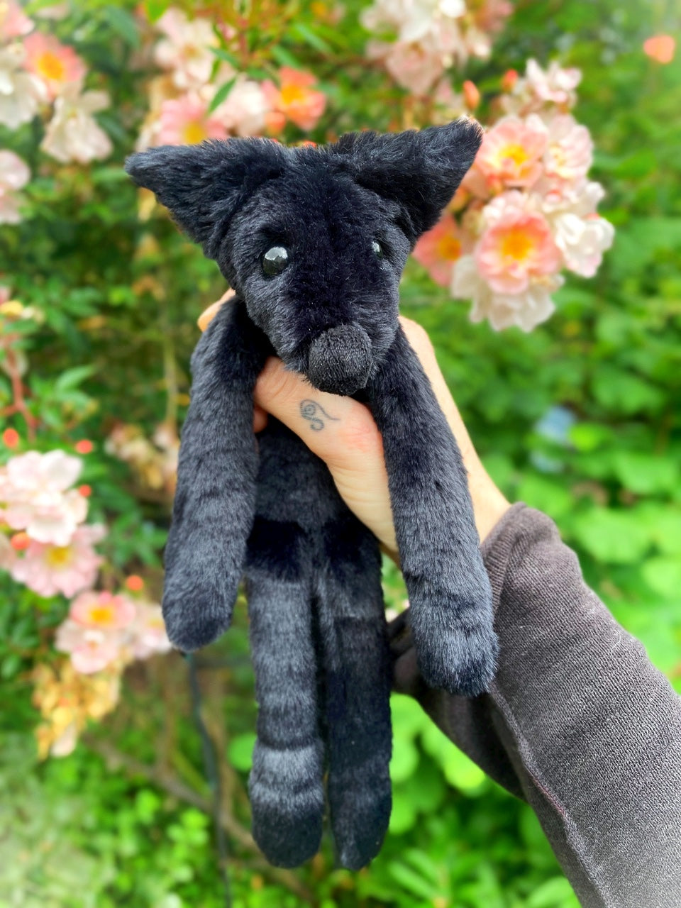 ‘ONYX’ - Handmade Luxury Weighted Plush Fluffy Fox Doll