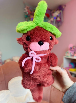 CHERRY OTTER (Glow in the Dark) - Handmade Luxury Weighted Plush Doll