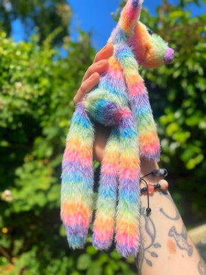 RAINBOW SHERBET FLUFFY FOX (G) - Handmade Weighted Plush Fox Doll