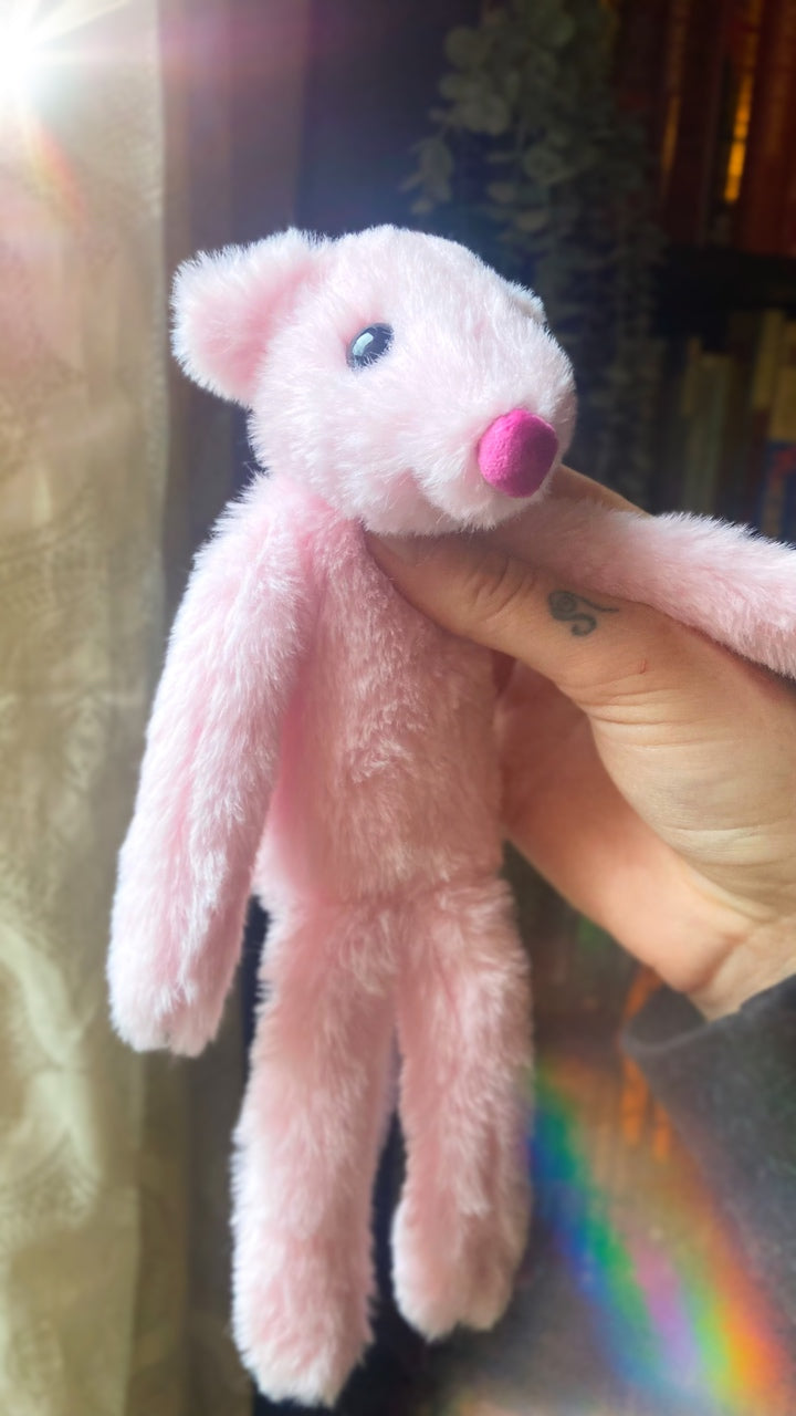 FLUFFY FOX CUB - Handmade Weighted Pink Plush Fox Doll