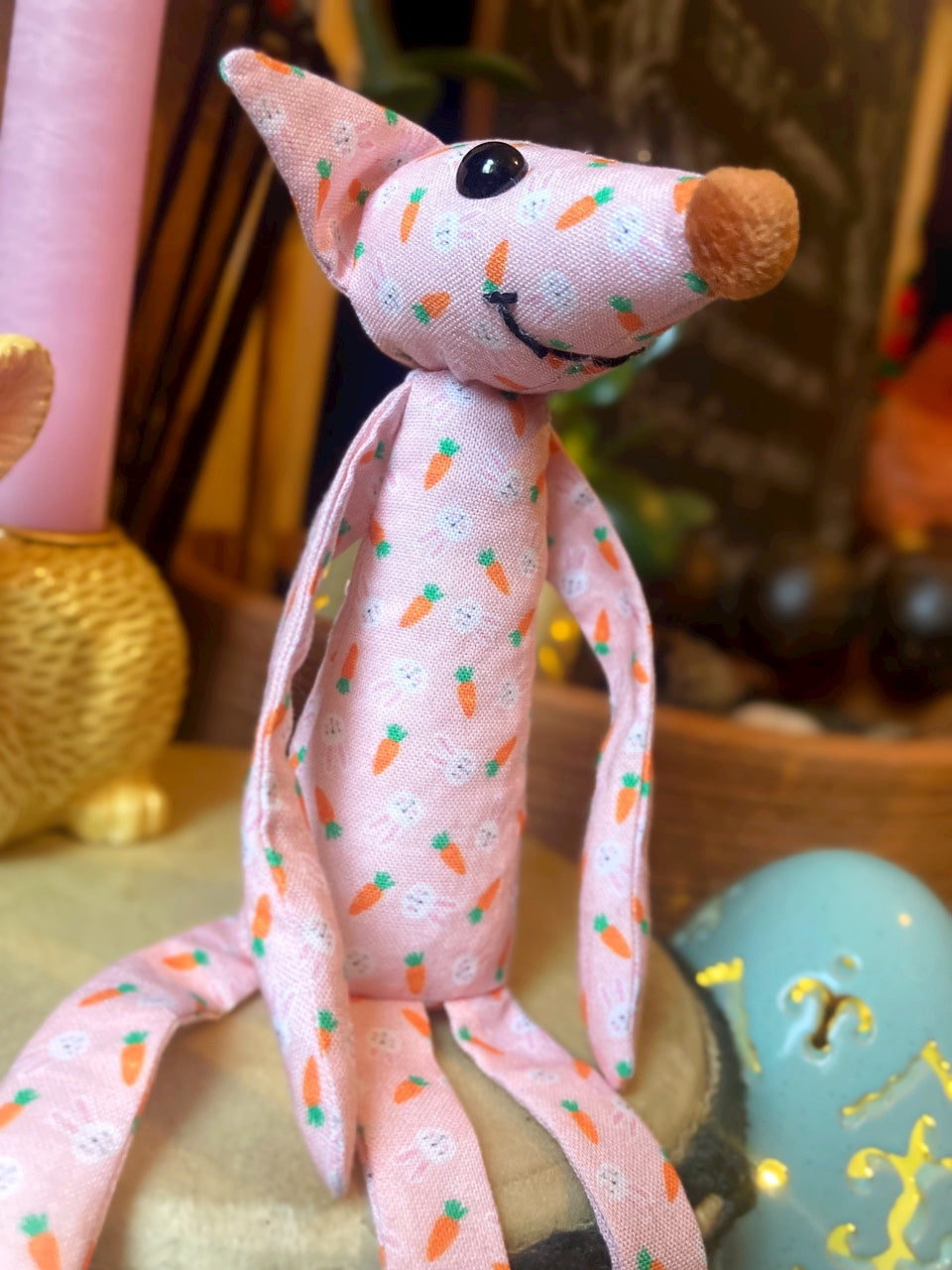 EASTER BUNNY FOX CUB - Handmade Weighted Cotton Fox Doll