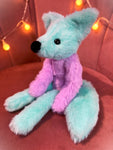 COSMIC COLOURBLOCK FOX (A) - Handmade Luxury Weighted Plush Fluffy Fox Doll