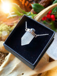 LIGHT KEEPER Handmade Sterling Silver Necklace with Moon Quartz & Black Rutilated Quartz