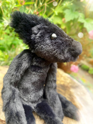 ‘ONYX’ (2) - Handmade Luxury Weighted Plush Fluffy Fox Doll