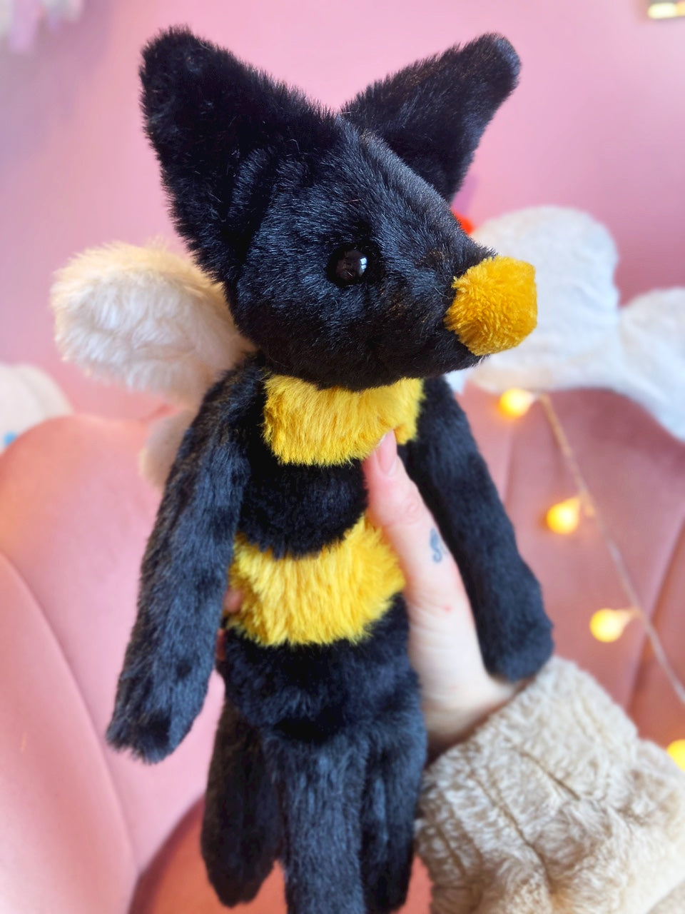 BEE FOX - Handmade Luxury Weighted Plush Fluffy Fox Doll