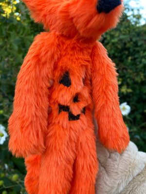 JACK O LANTERN FOX - Handmade Luxury Weighted Plush Fluffy Fox Doll