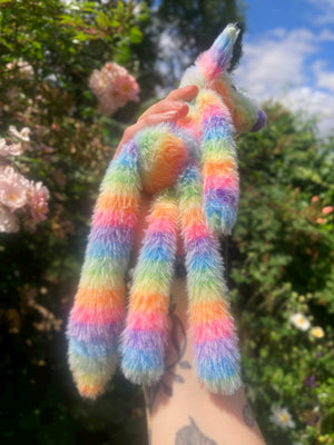 RAINBOW SHERBET FLUFFY FOX - Handmade Weighted Plush Fox Doll