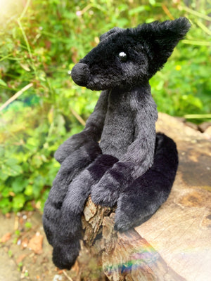 ‘ONYX’ - Handmade Luxury Weighted Plush Fluffy Fox Doll