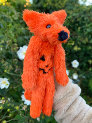 JACK O LANTERN FOX - Handmade Luxury Weighted Plush Fluffy Fox Doll