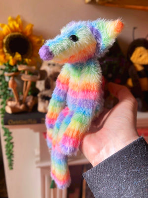 RAINBOW SHERBET FLUFFY FOX (B) - Handmade Weighted Plush Fox Doll