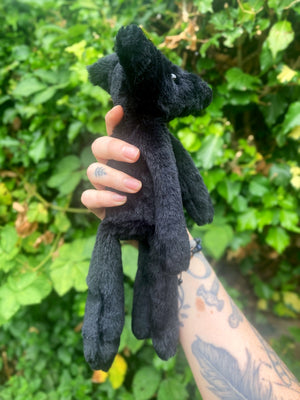 ‘OBSIDIAN’ - Handmade Luxury Weighted Plush Fluffy Fox Doll