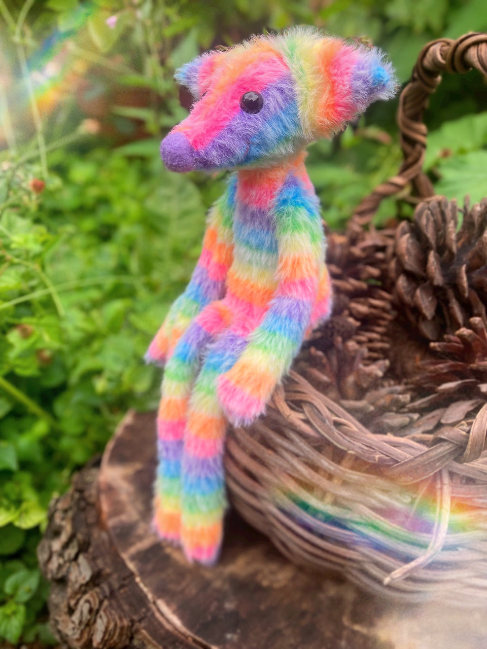 RAINBOW SHERBET FLUFFY FOX (A) - Handmade Weighted Plush Fox Doll