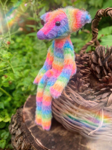 RAINBOW SHERBET FLUFFY FOX (A) - Handmade Weighted Plush Fox Doll