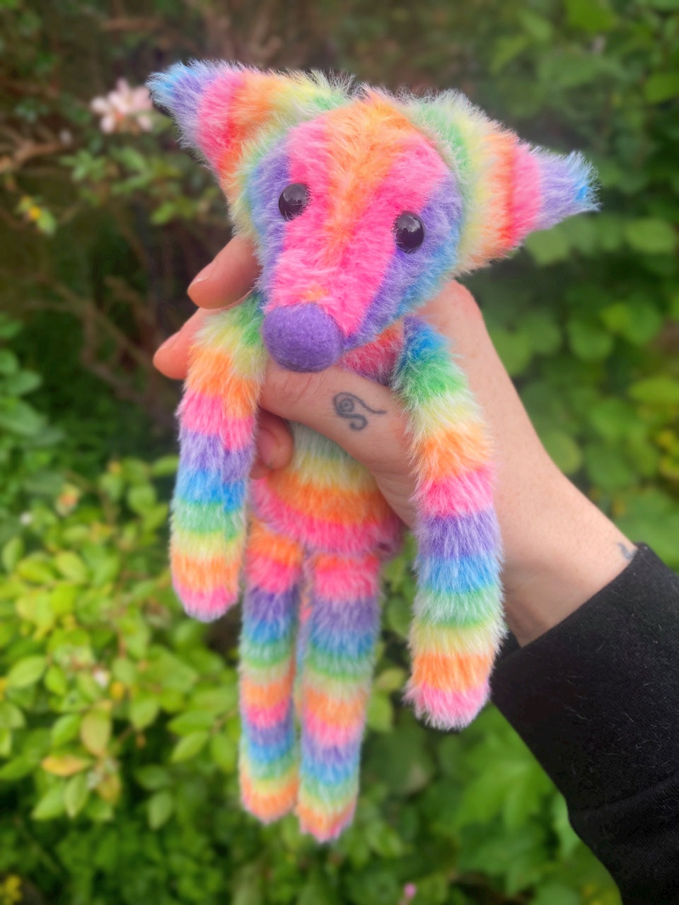 RAINBOW SHERBET FLUFFY FOX (A) - Handmade Weighted Plush Fox Doll