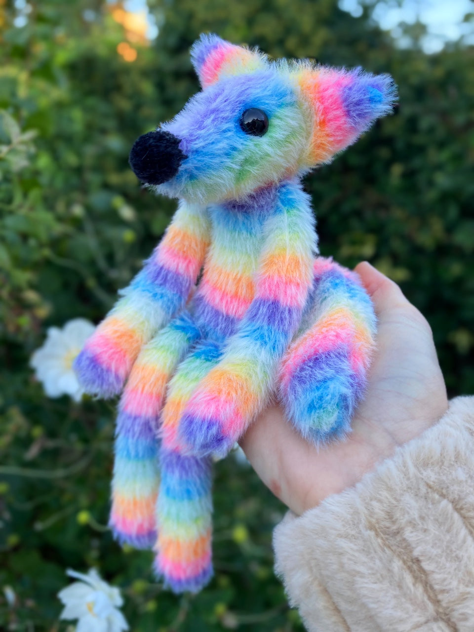 RAINBOW SHERBET FOX - Handmade Weighted Plush Fox Doll