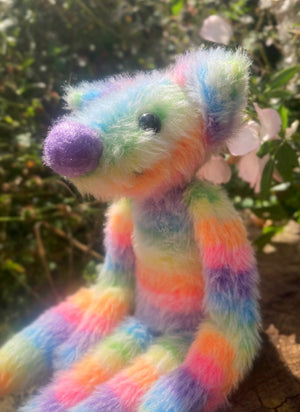 RAINBOW SHERBET FLUFFY FOX - Handmade Weighted Plush Fox Doll