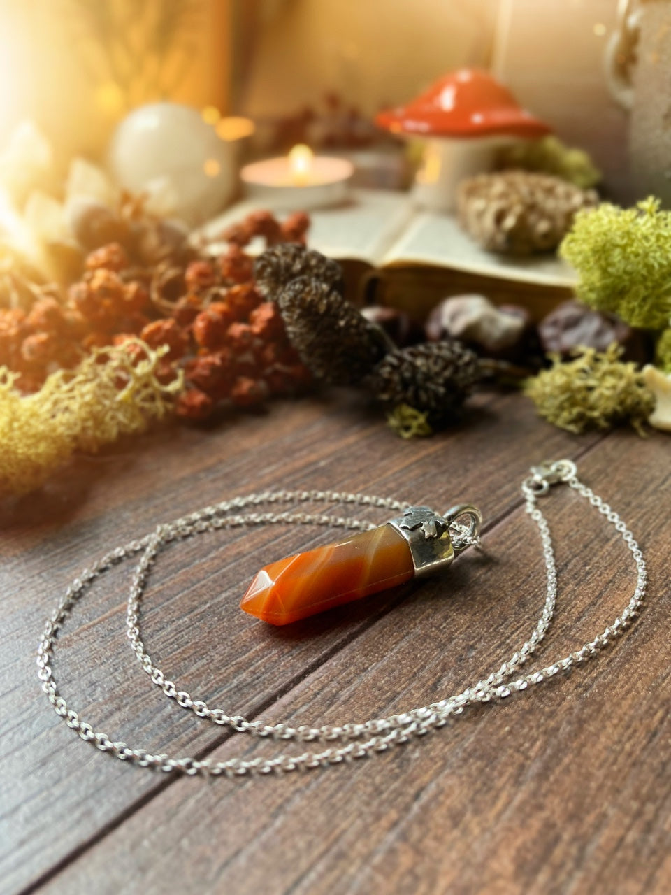 🍁AUTUMNBORN II🍁 Handmade Sterling Silver Necklace with Carnelian
