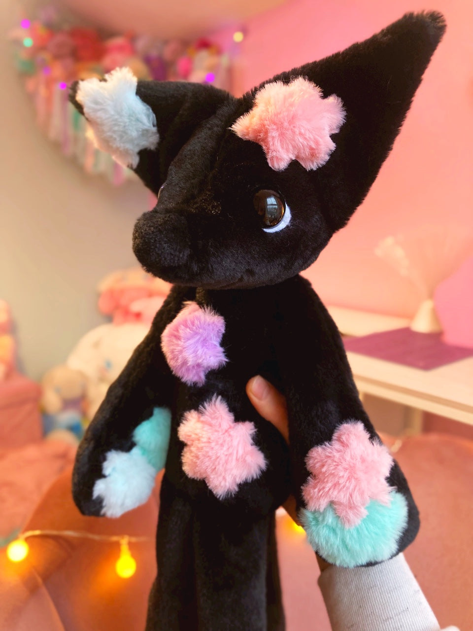 XL SOOT SPRITE FOX - Handmade Luxury Weighted Plush Fluffy Fox Doll