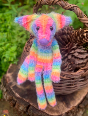 RAINBOW SHERBET FLUFFY FOX (A) - Handmade Weighted Plush Fox Doll