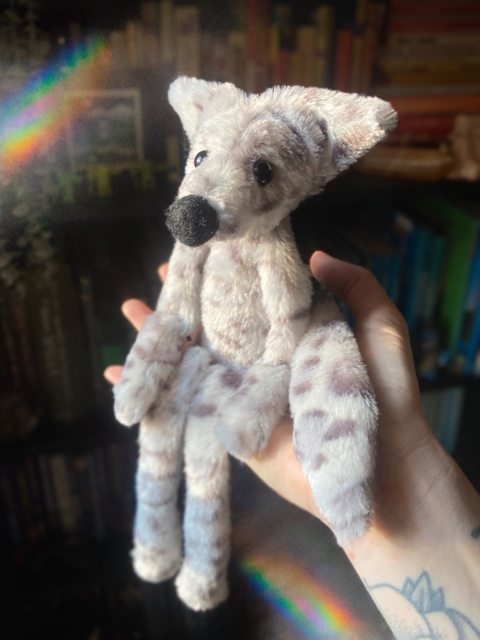 SNOW LEOPARD FOX - Handmade Luxury Weighted Plush Fluffy Fox Doll