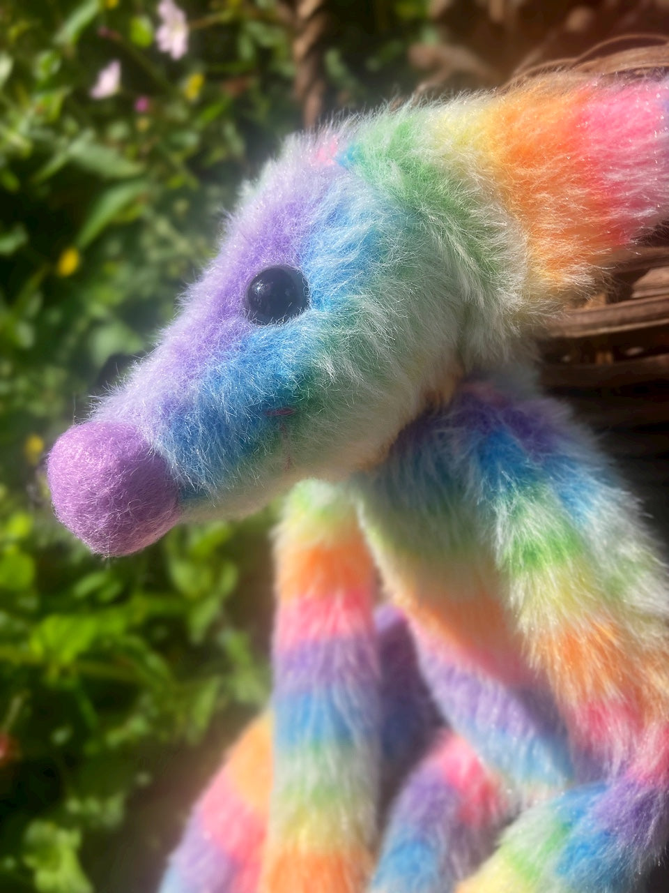 RAINBOW SHERBET FLUFFY FOX (B) - Handmade Weighted Plush Fox Doll