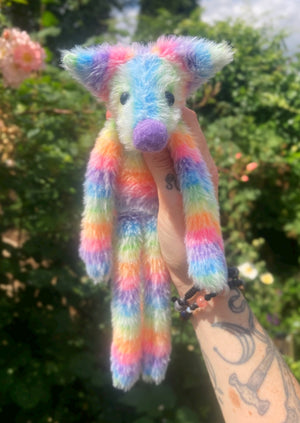 RAINBOW SHERBET FLUFFY FOX - Handmade Weighted Plush Fox Doll