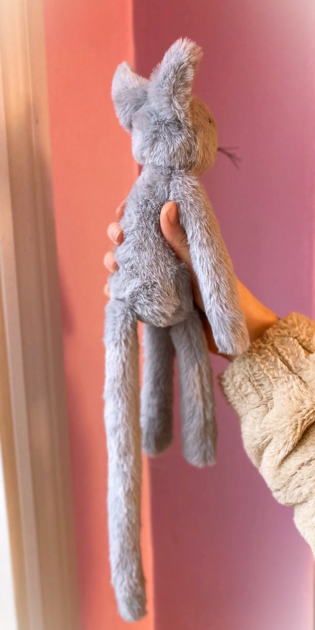 GREY FERAL CAT - Handmade Luxury Weighted Plush Fluffy Kitten Doll