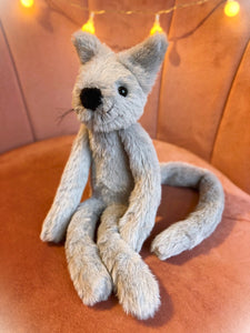 GREY FERAL CAT - Handmade Luxury Weighted Plush Fluffy Kitten Doll