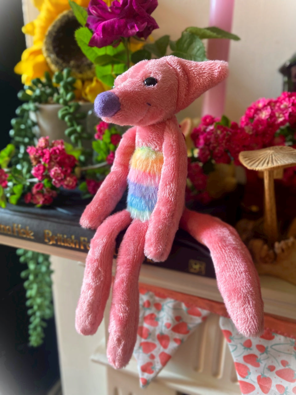 SOFT PINK FLUFFY BELLY FOX (E) - Handmade Weighted Plush Fox Doll