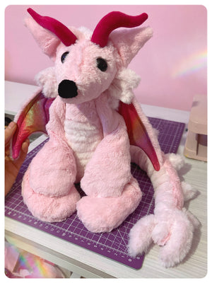 XL MARSHMALLOW DRAGON FOX - Handmade Luxury Weighted Plush Fluffy Fox Doll