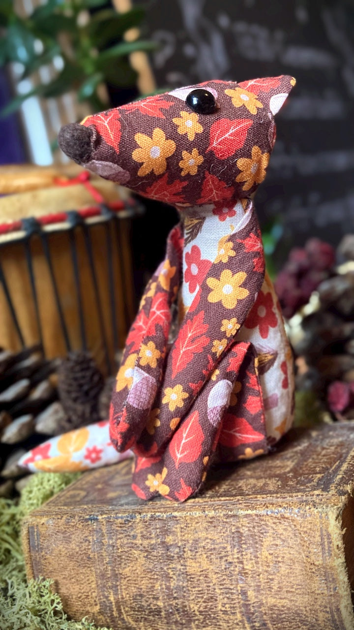 AUTUMN FOX CUB - Handmade Weighted Cotton Fox Doll