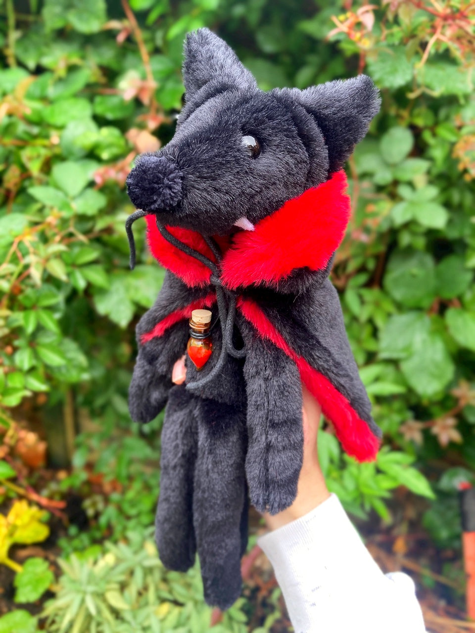 VAMPIRE FOX- Handmade Luxury Weighted Plush Fluffy Fox Doll