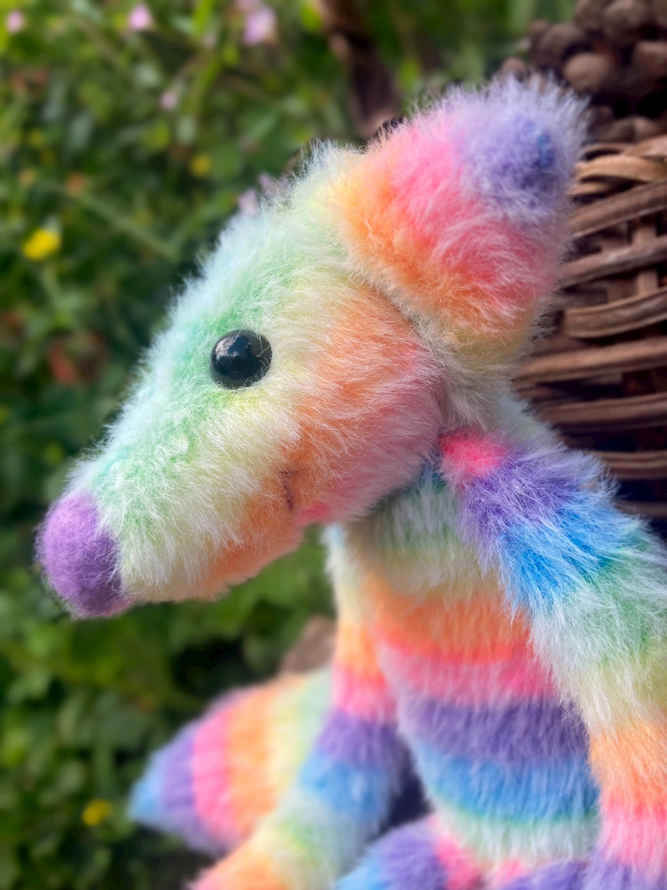 RAINBOW SHERBET FLUFFY FOX (G) - Handmade Weighted Plush Fox Doll