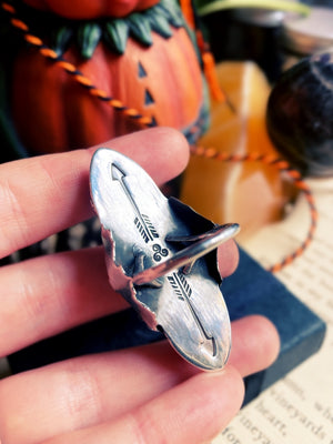 🍁🦇THE OTHERWORLD🦇 🍁Handmade Sterling Silver Bat Ring with Labradorite