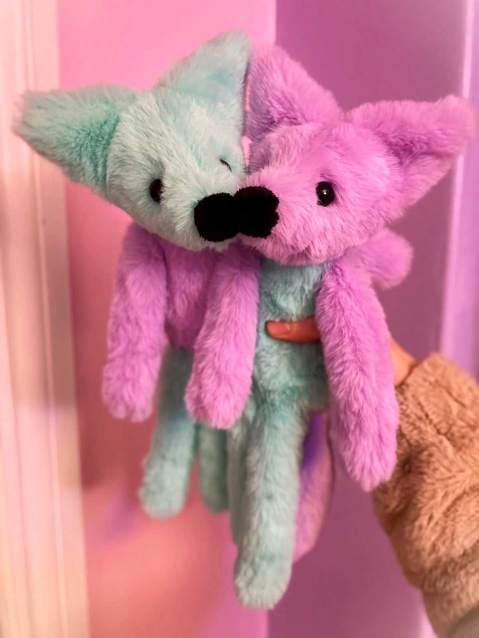 COSMIC COLOURBLOCK FOX (B) - Handmade Luxury Weighted Plush Fluffy Fox Doll