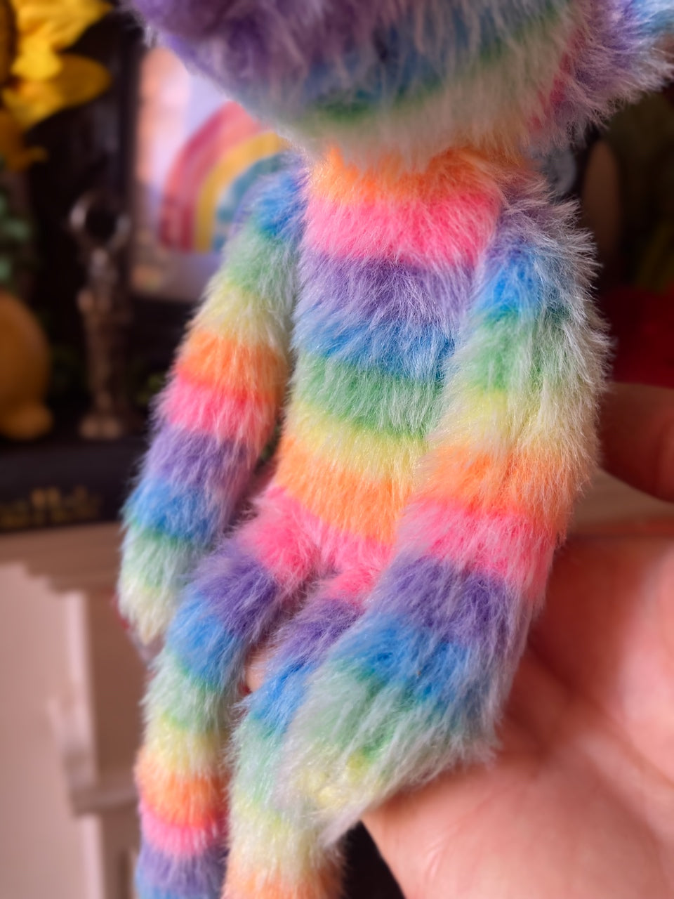RAINBOW SHERBET FLUFFY FOX CUB (C) - Handmade Weighted Plush Fox Doll