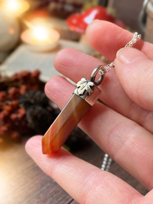 🍁AUTUMNBORN II🍁 Handmade Sterling Silver Necklace with Carnelian