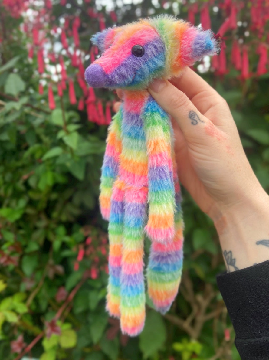 RAINBOW SHERBET FLUFFY FOX (A) - Handmade Weighted Plush Fox Doll