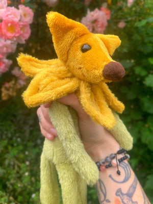 SUNFLOWER FOX CUB (B) - Handmade Weighted Plush Fox Doll