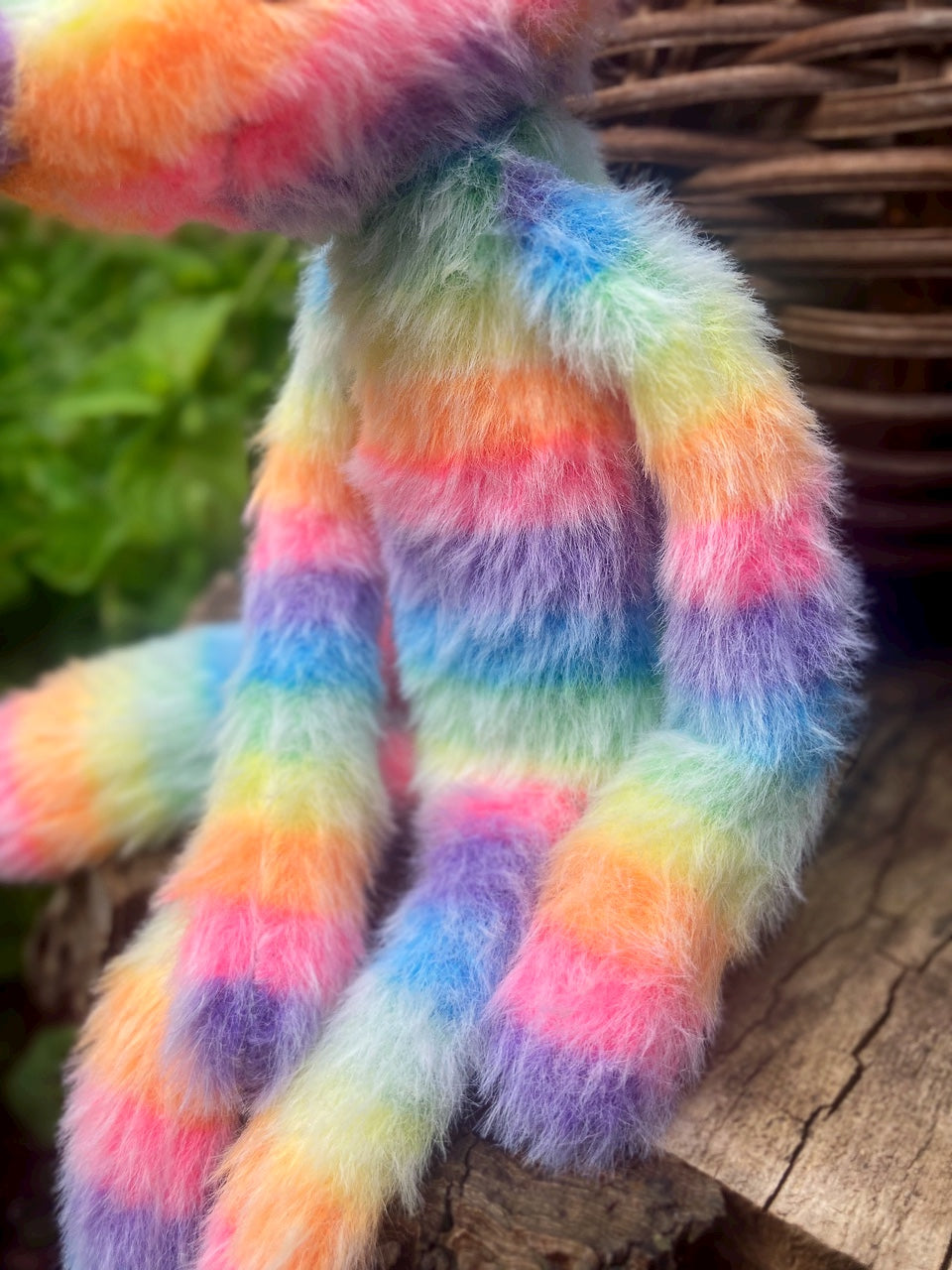 RAINBOW SHERBET FLUFFY FOX (D) - Handmade Weighted Plush Fox Doll