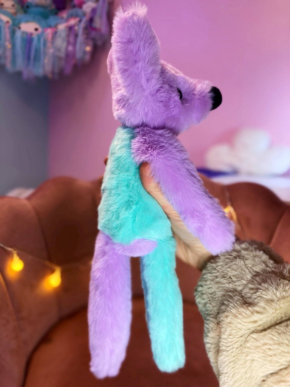 COSMIC COLOURBLOCK FOX (B) - Handmade Luxury Weighted Plush Fluffy Fox Doll