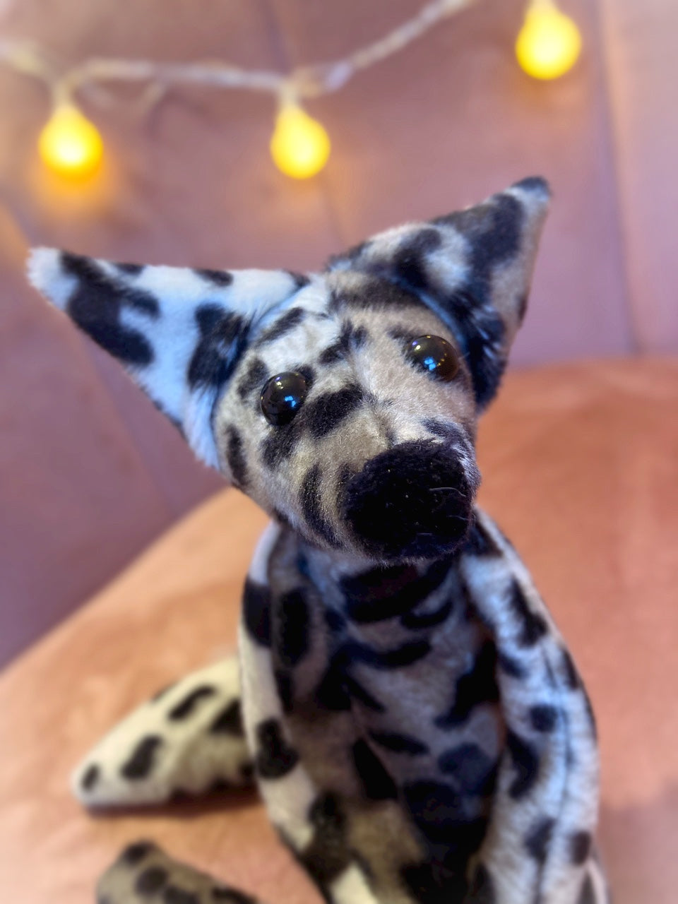 SNOW LEOPARD FUZZY FOX - Handmade Luxury Weighted Plush Fluffy Fox Doll