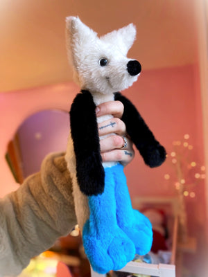 BLUE FOOTED BOOBY FOX - Handmade Luxury Weighted Plush Fluffy Fox Doll