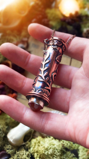 WITCHES VIAL Handmade Recycled Copper Stash Box Necklace