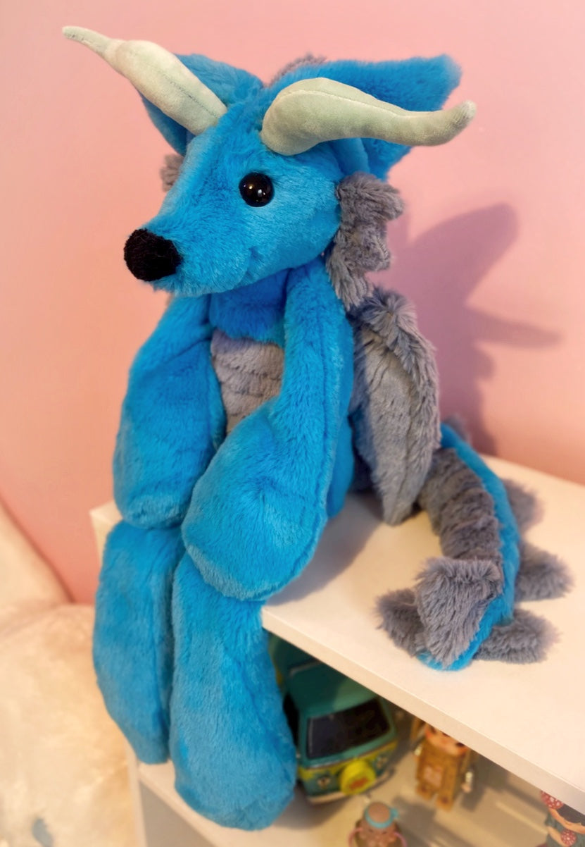 XL WATER DRAGON FOX - Handmade Luxury Weighted Plush Fluffy Fox Doll