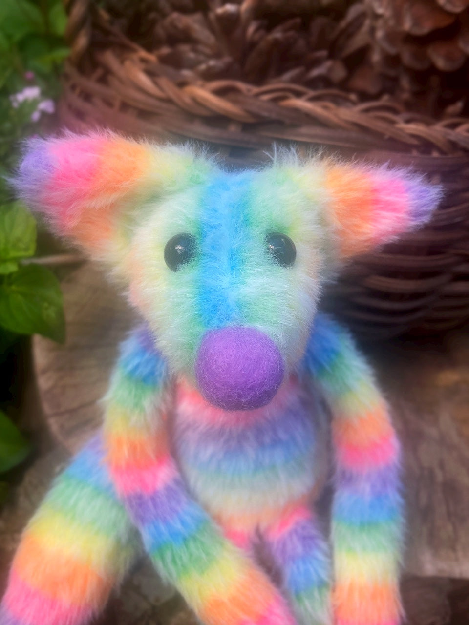 RAINBOW SHERBET FLUFFY FOX (A) - Handmade Weighted Plush Fox Doll