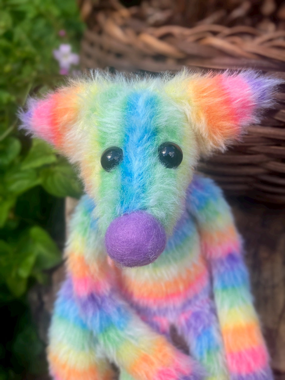 RAINBOW SHERBET FLUFFY FOX (C) - Handmade Weighted Plush Fox Doll