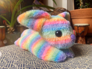 RAINBOW SHERBET SQUISHY FOX - Handmade Luxury Weighted Plush Fox Doll