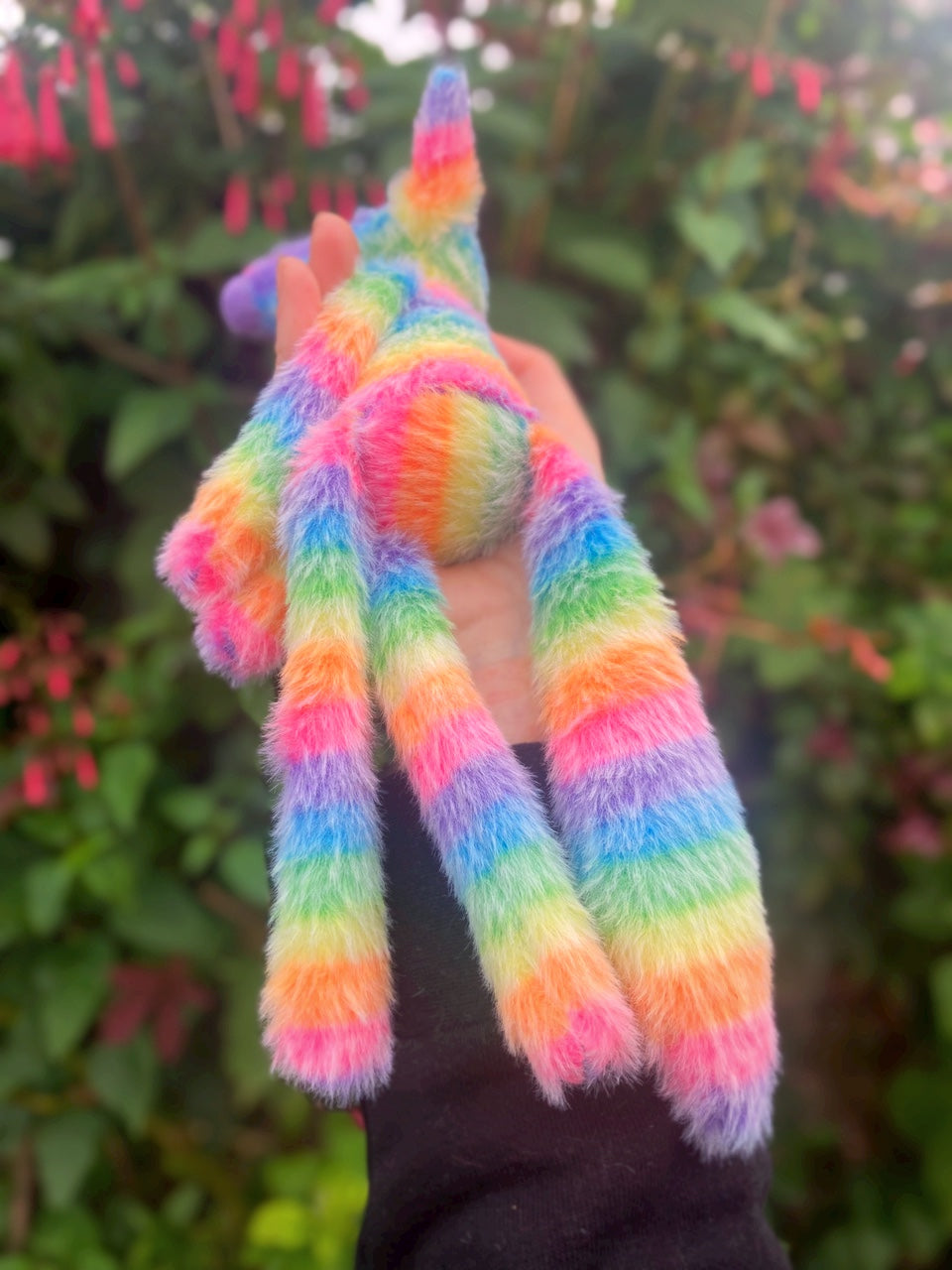 RAINBOW SHERBET FLUFFY FOX (A) - Handmade Weighted Plush Fox Doll